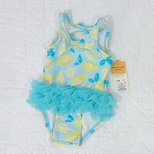 NWT Cat & Jack Baby Swimsuit, Lemons and Ruffles, 3-6mo